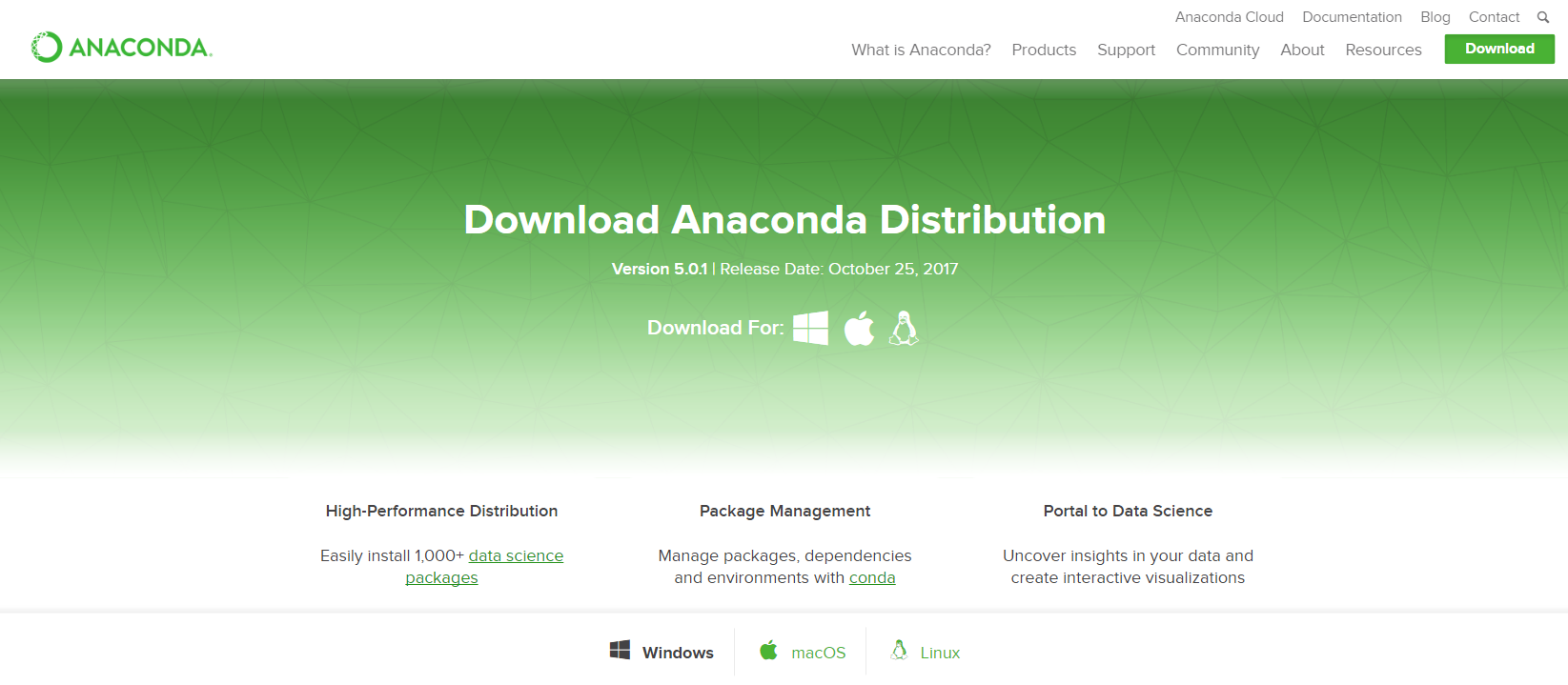 Anaconda downloads page