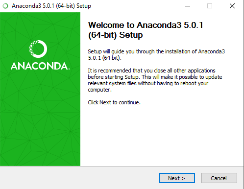 Anaconda installer click next
