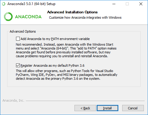 Anaconda Advanced Options
