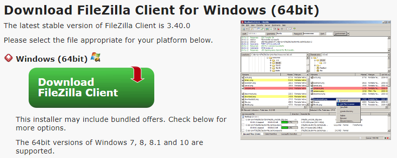 FileZilla Download Page