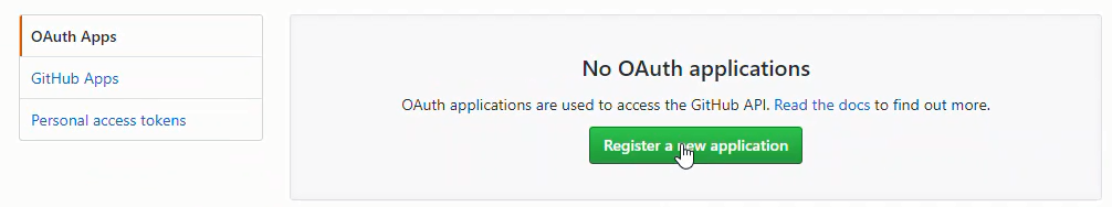 GitHub register new applicaiton
