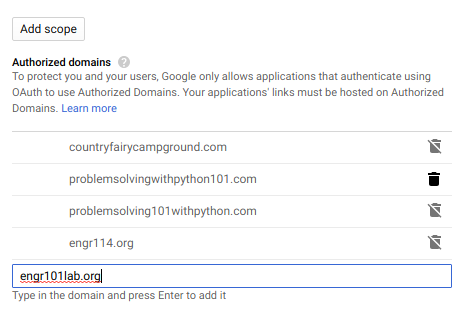 Google OAuth add scope