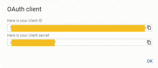 Google client ID and secret