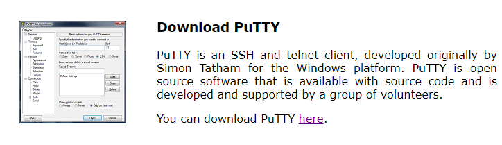 PuTTY Download Page