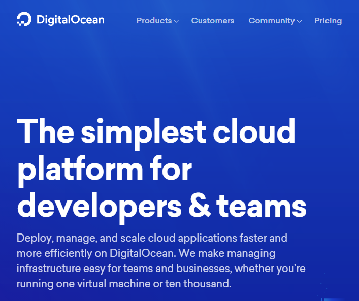 Digital Ocean Main Page